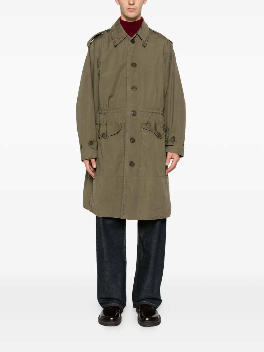 A.N.G.E.L.O. VINTAGE UPCYCLING Pre-owned Single-breasted Drawstring-waist Coat In Green