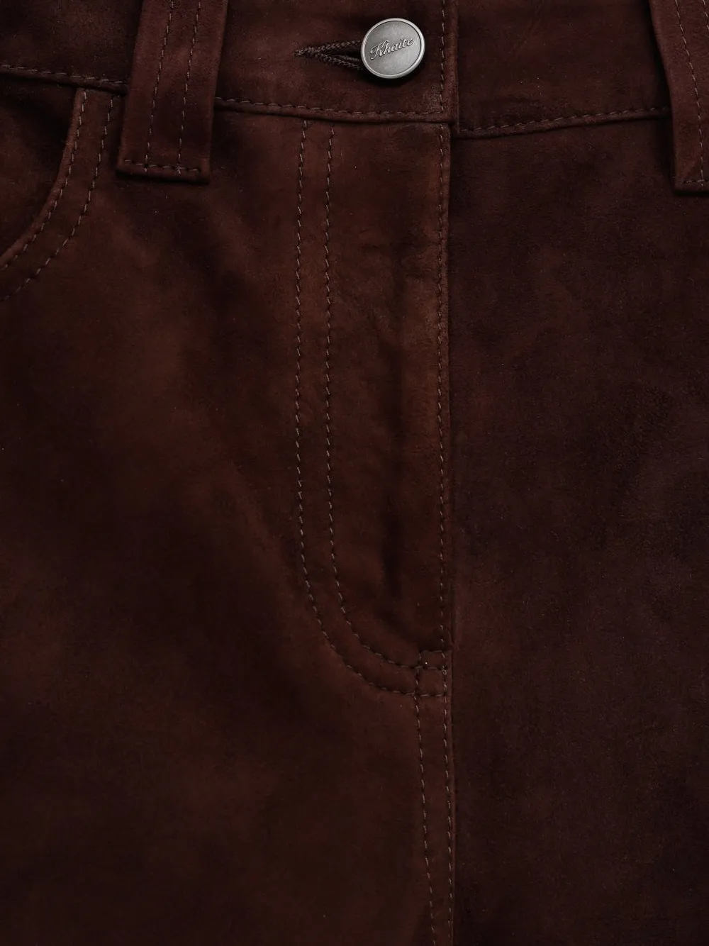 KHAITE Straight suède broek Bruin