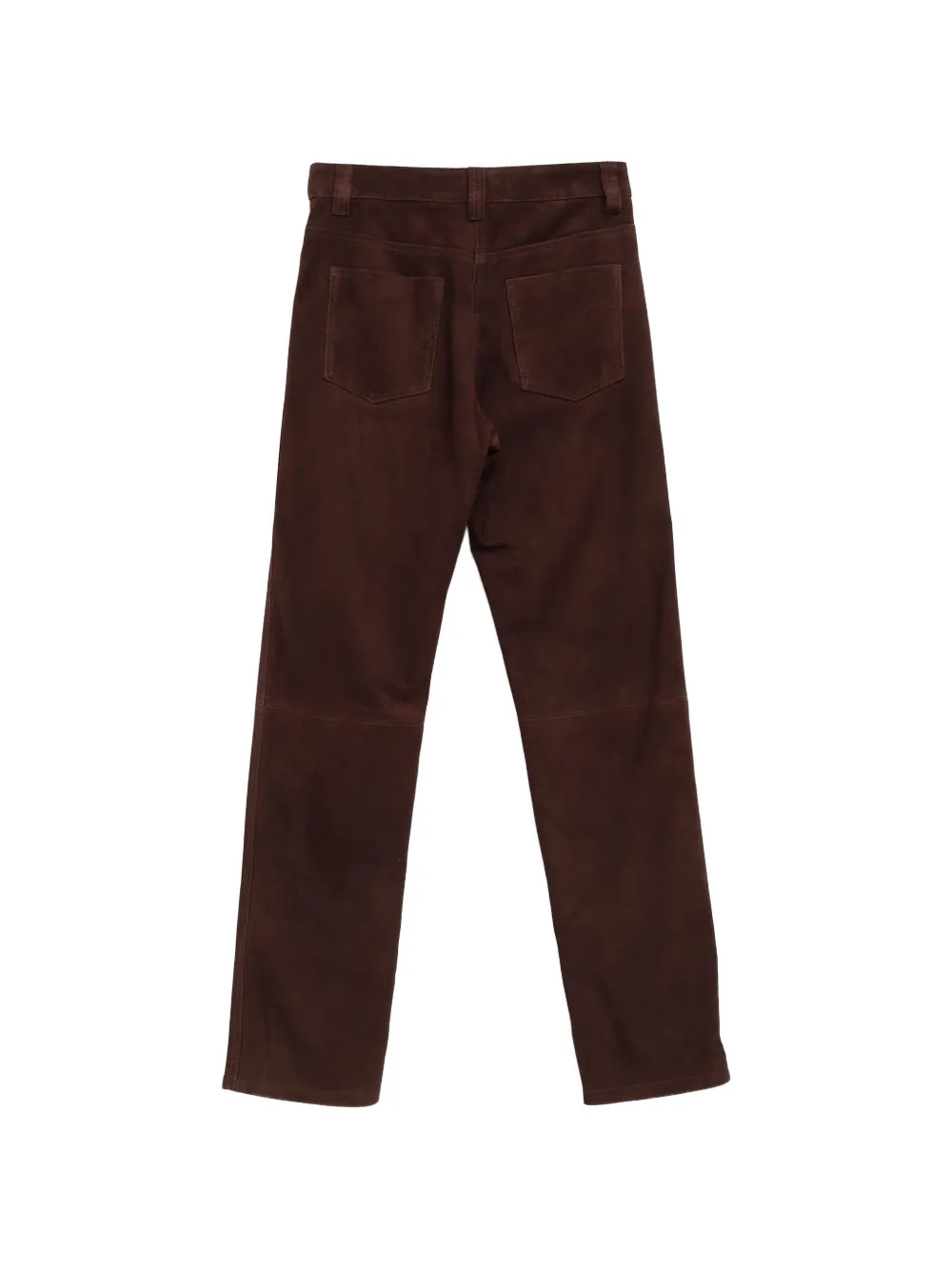 KHAITE straight suede trousers - Bruin