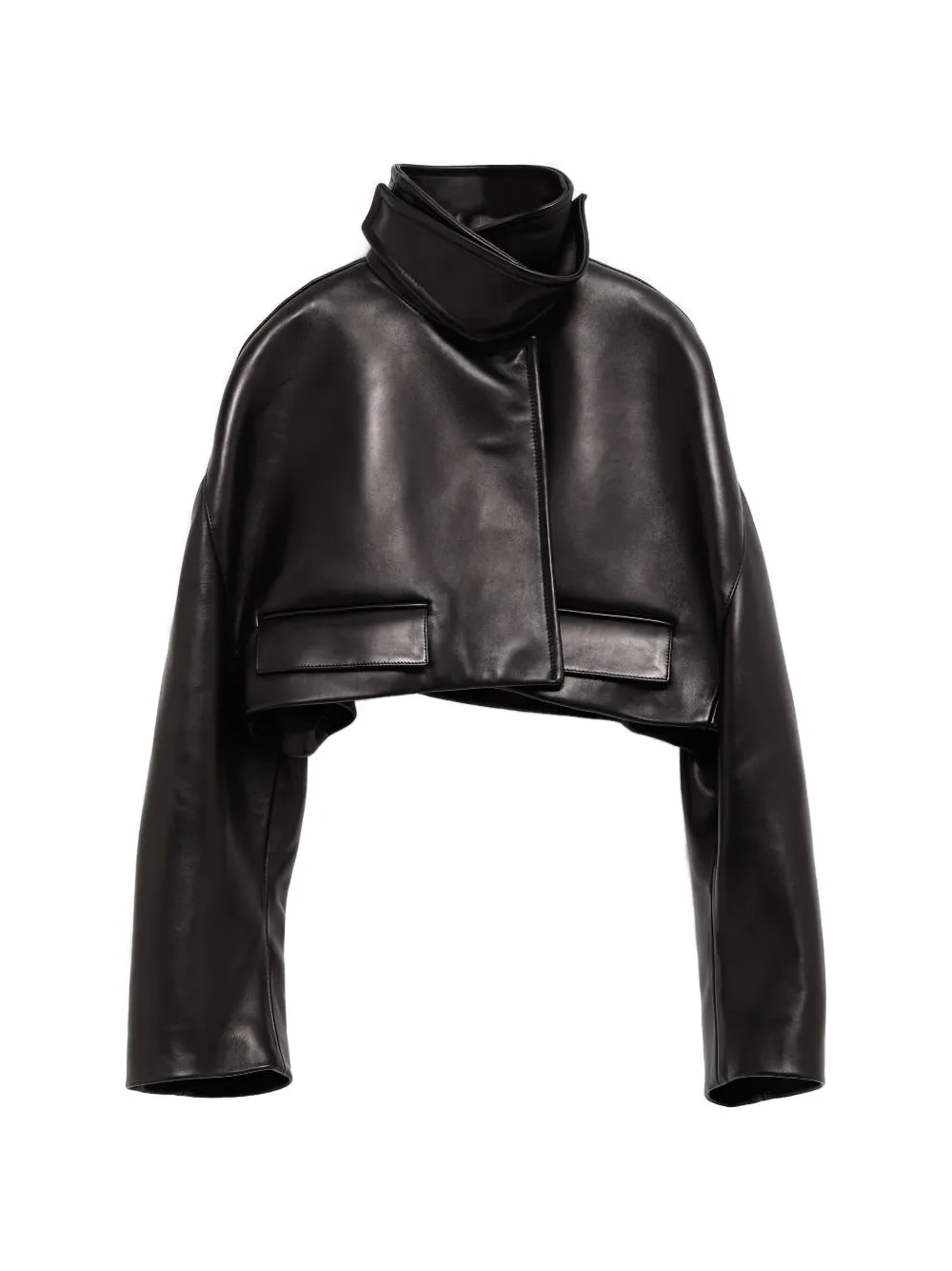KHAITE cropped leather jacket - Nero