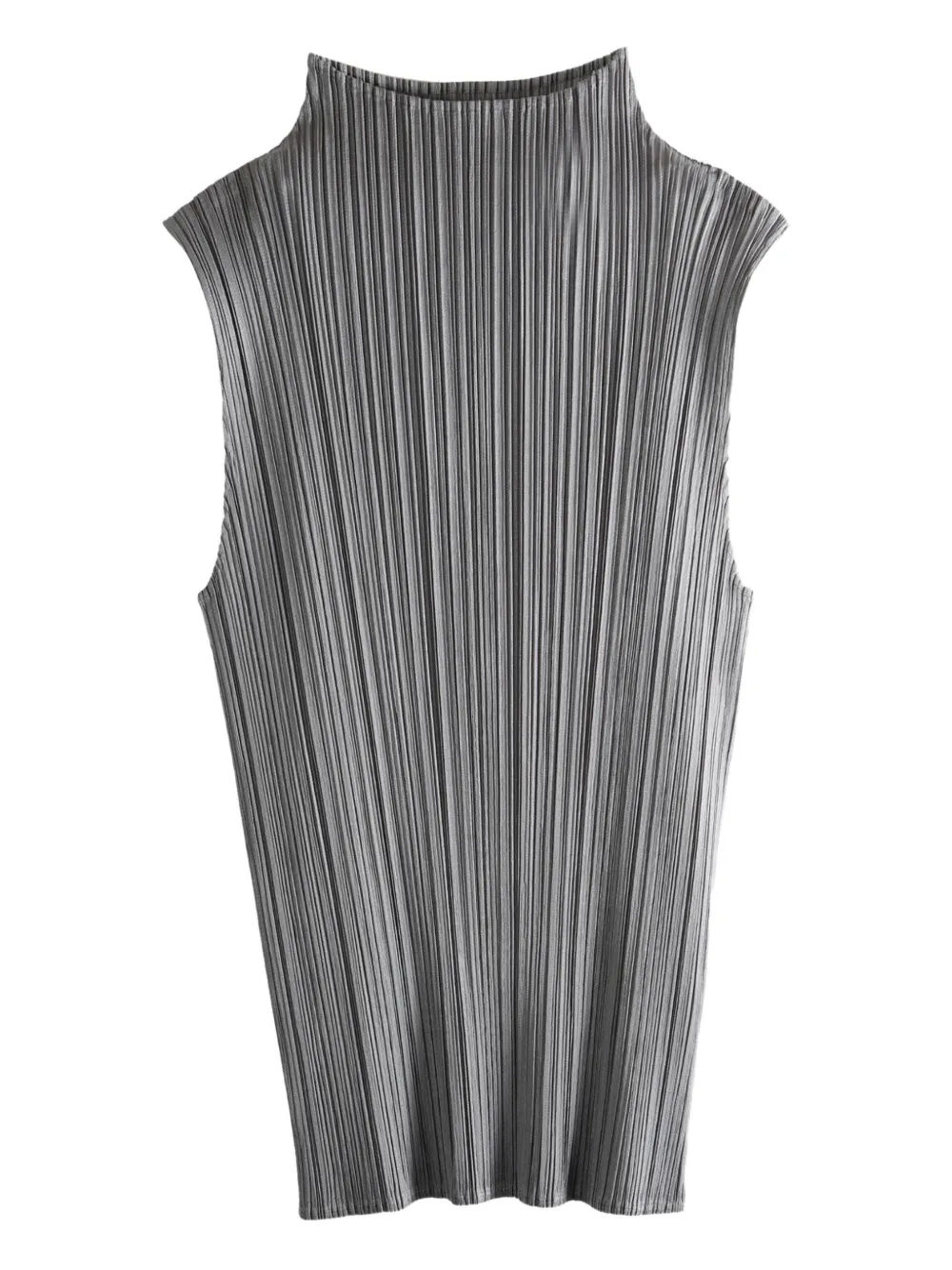 Pleats Please Issey Miyake pleated funnel-neck top - Grigio