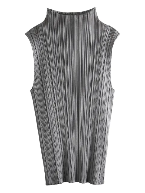 Pleats Please Issey Miyake pleated funnel-neck top