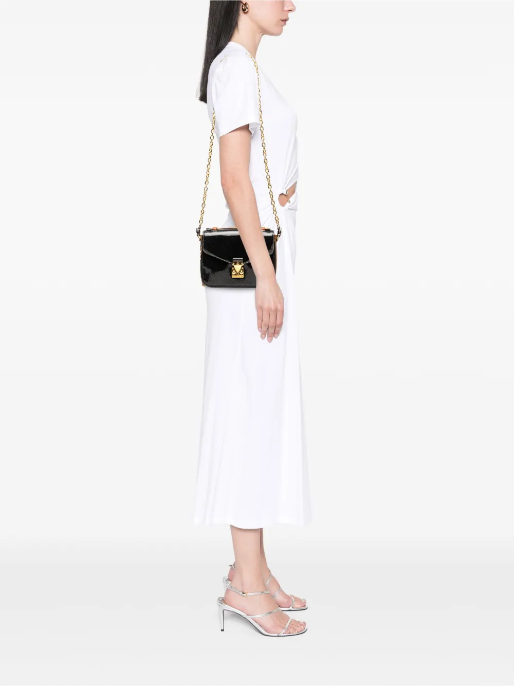 LOUIS VUITTON Pre-owned 2017 Shiny Epi Leather And Monogram Reverse Mini Pochette Metis Satchel In Black