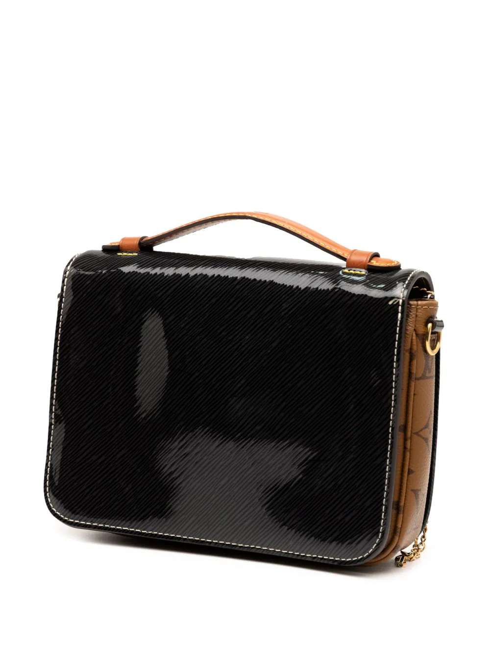 LOUIS VUITTON Pre-owned 2017 Shiny Epi Leather And Monogram Reverse Mini Pochette Metis Satchel In Black