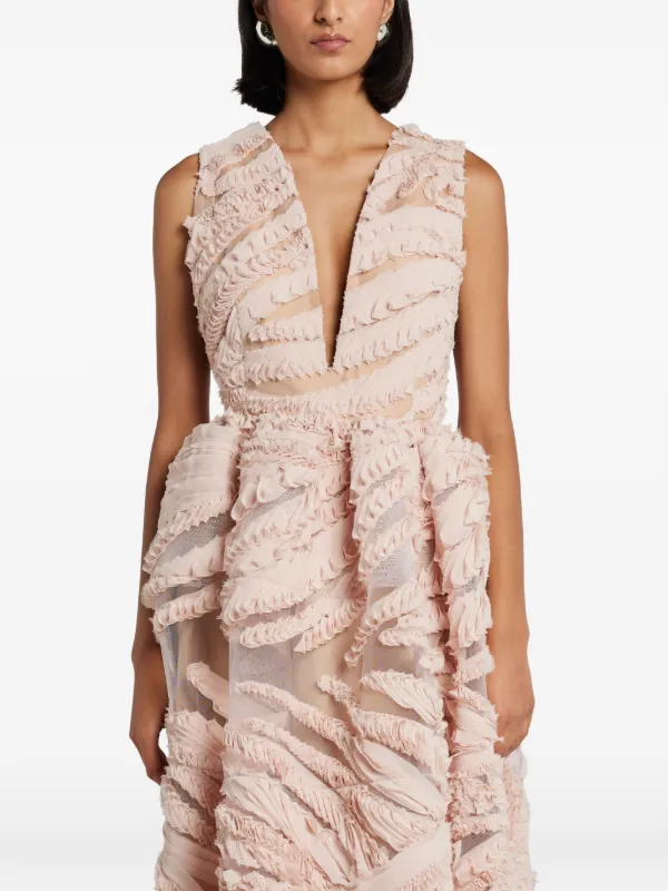 greta constantine pink dress Greta Constantine Ruffled V-neck Dress