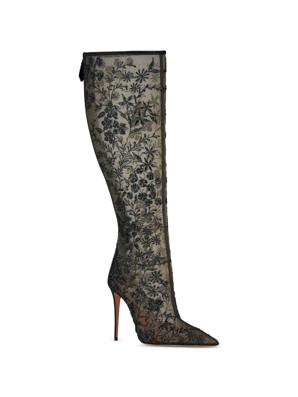 Aquazzura floral beaded knee-high boots Wit