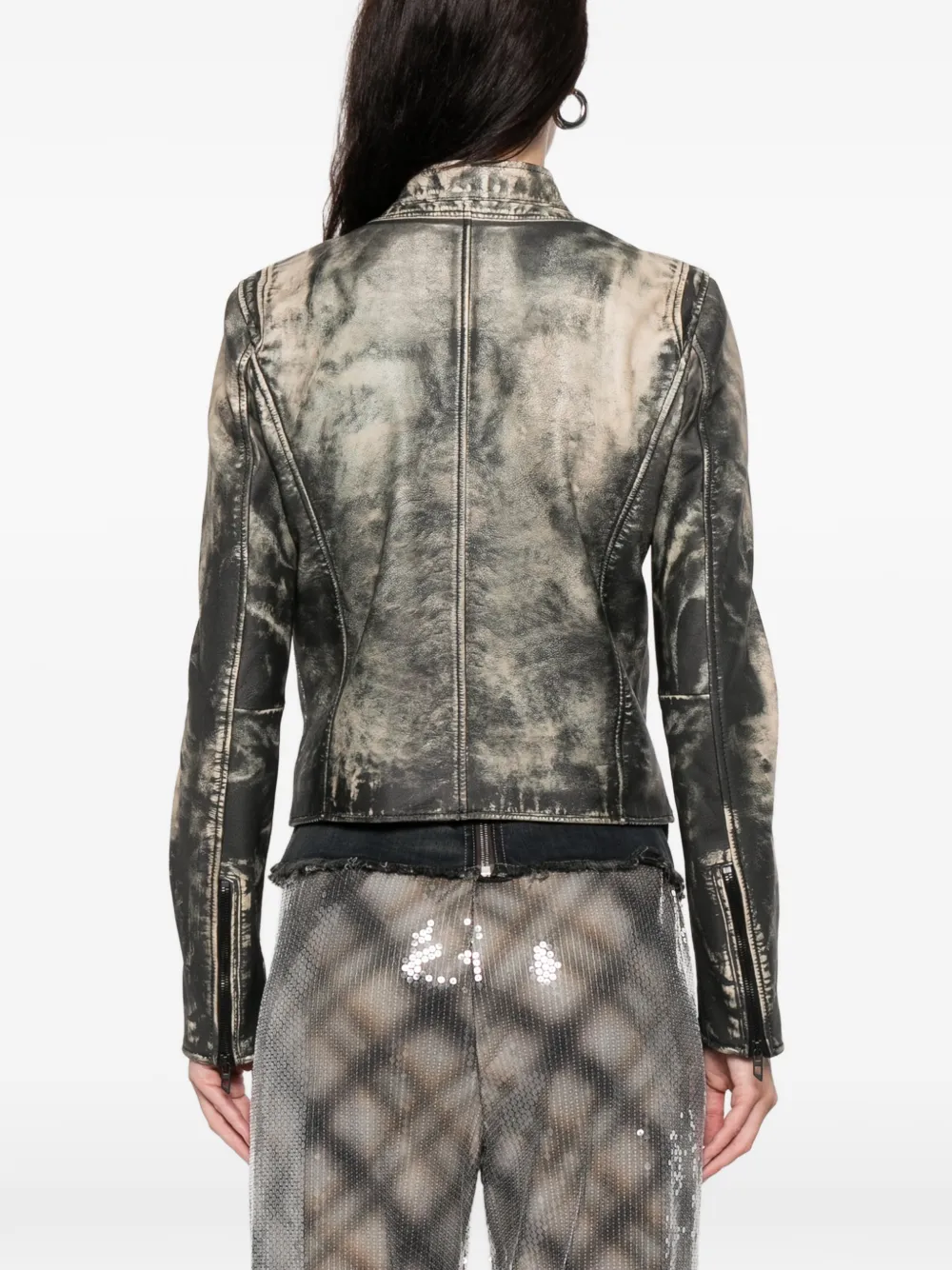 Diesel L-uxure Zip-fastening Leather Jacket In Neutral