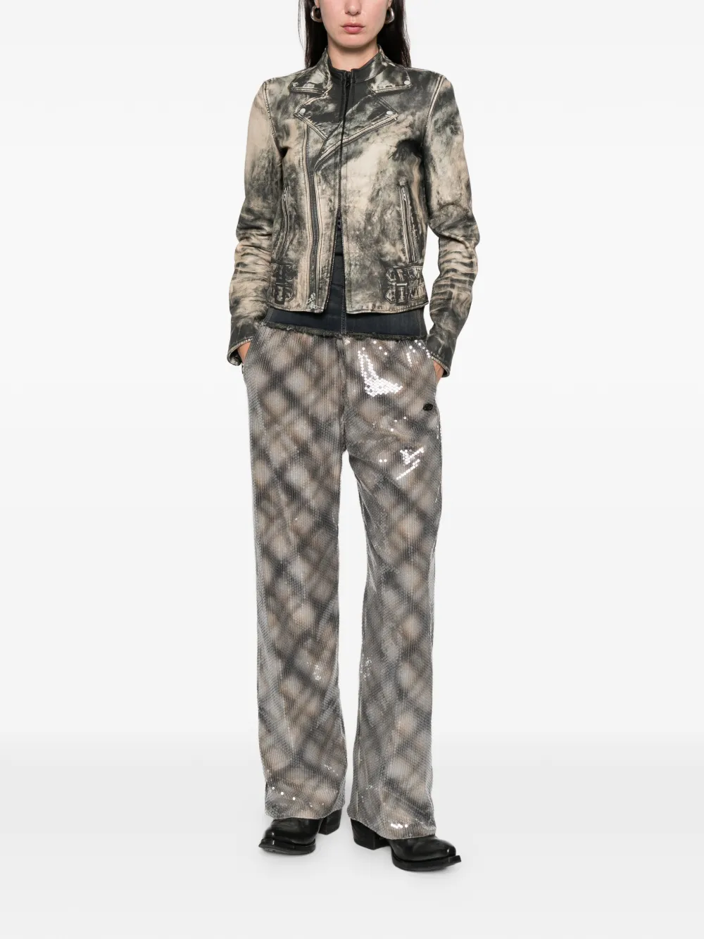 Diesel L-uxure Zip-fastening Leather Jacket In Neutral