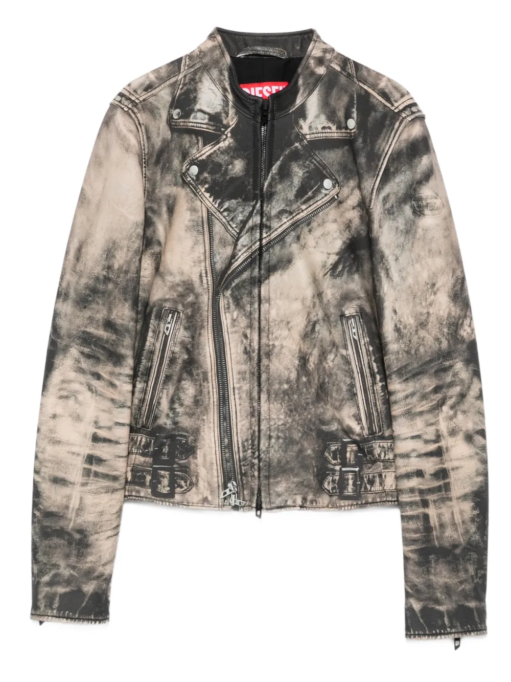 Diesel L-uxure Zip-fastening Leather Jacket In Neutral