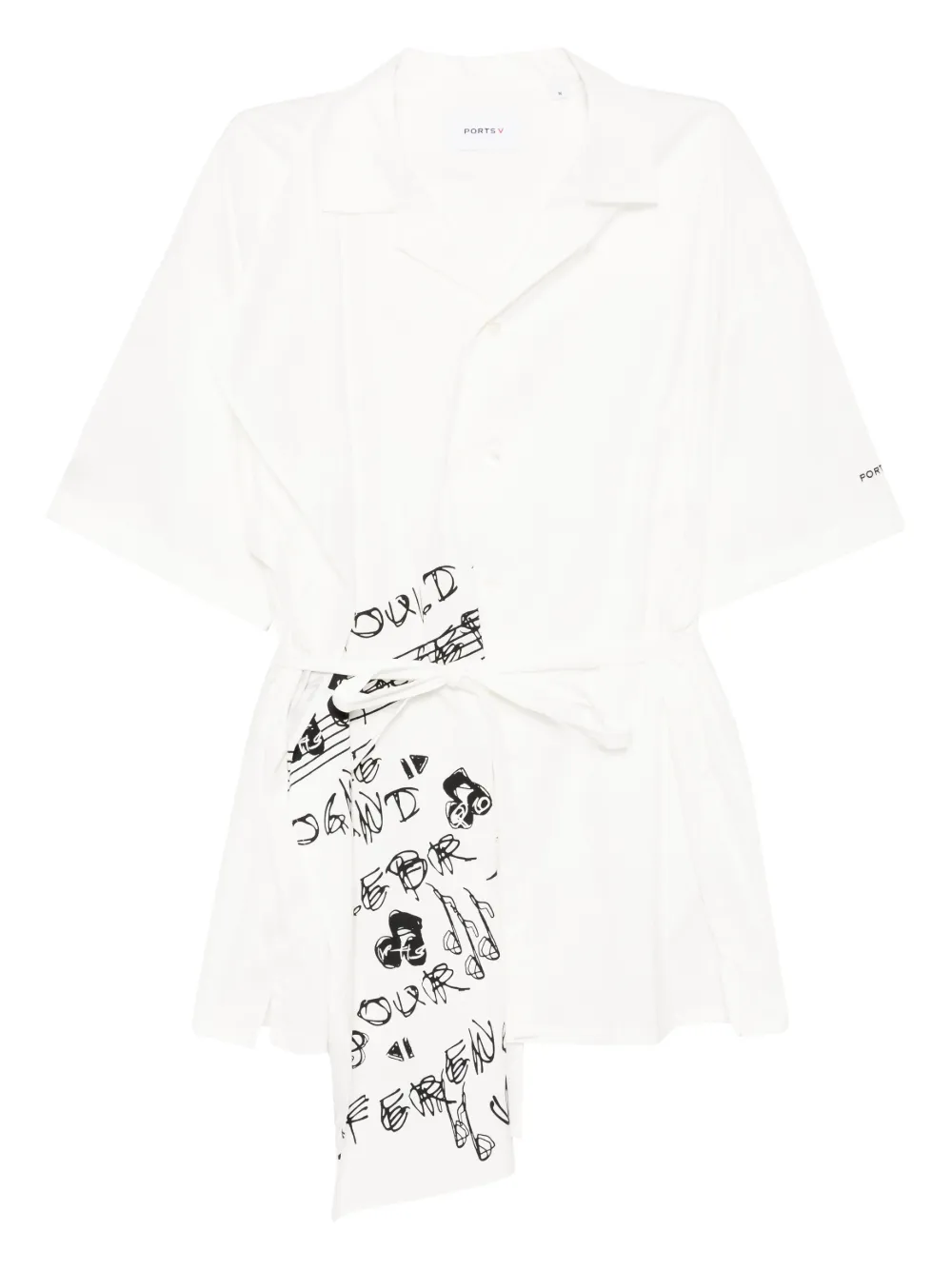 Ports V Waist Tie Love button shirt | White | Image 1