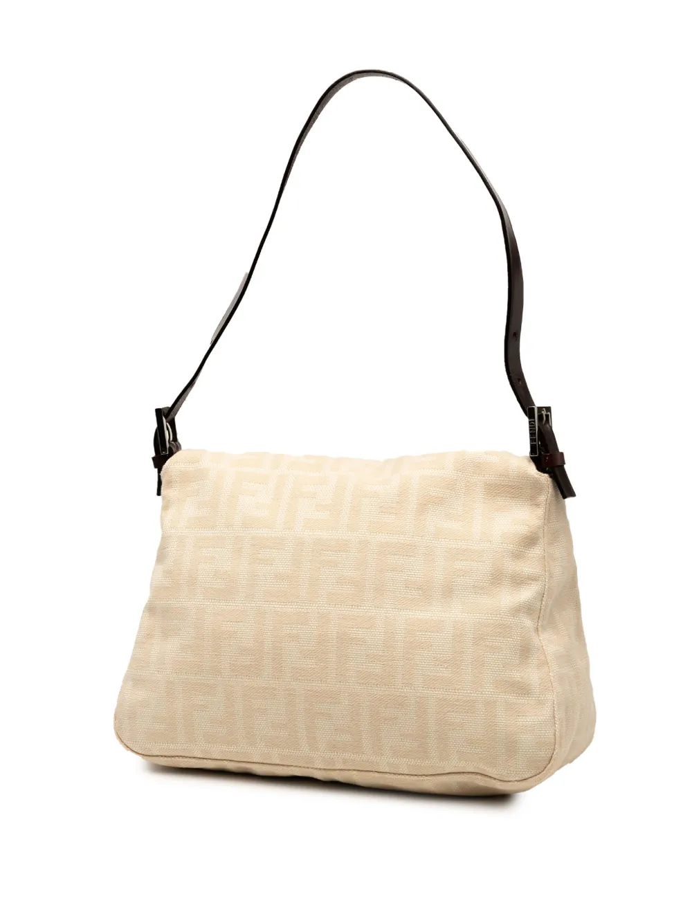 Pre-owned Fendi 2000-2010 Zucca Canvas Mamma Forever Shoulder Bag In Brown