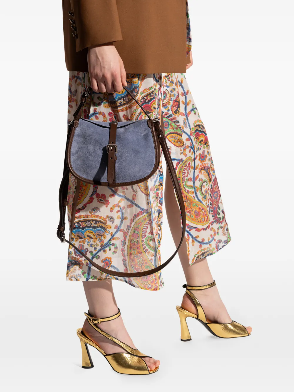 Etro Small Pony Buckle-detail Tote Bag In Blue