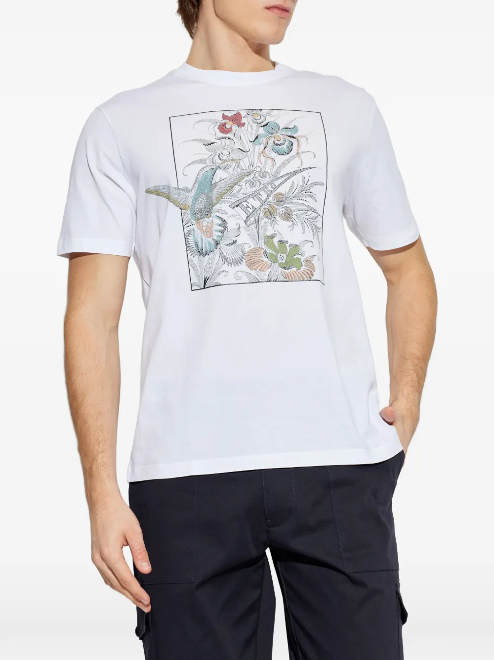 ETRO T-shirt met bloemenprint Wit