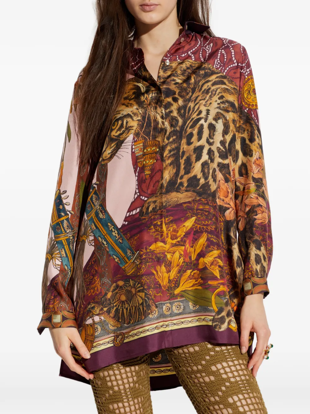 ETRO Blouse met luipaard-print Bruin
