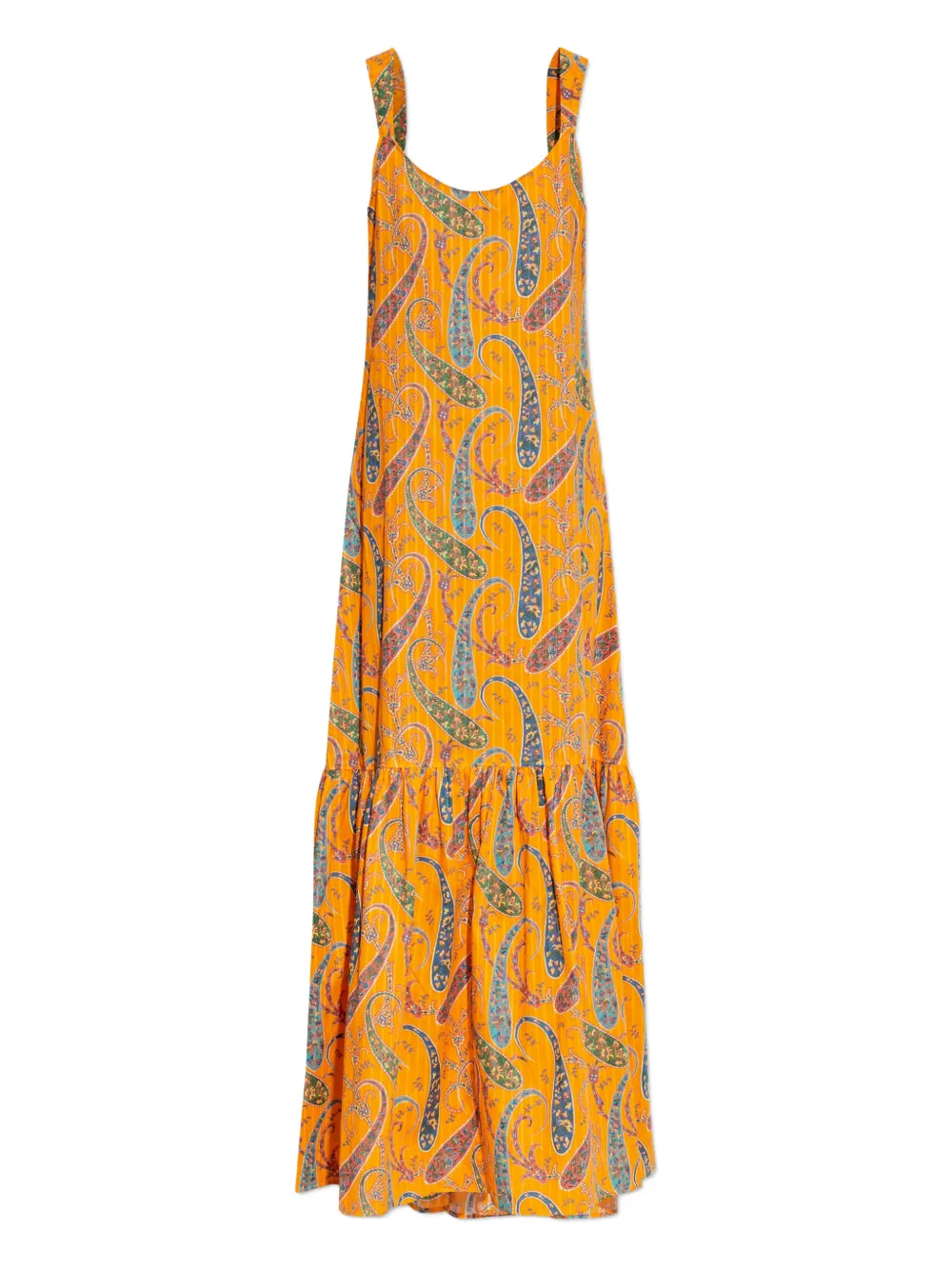 Etro Paisley-pattern Ruffled Maxi Dress In Orange