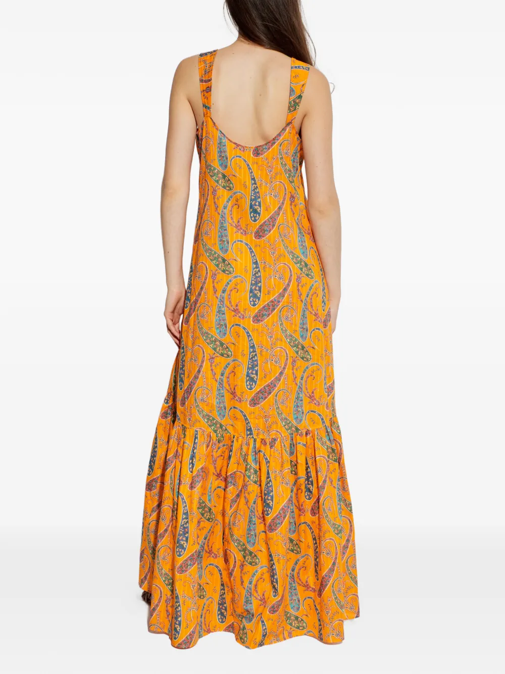 Etro Paisley-pattern Ruffled Maxi Dress In Orange