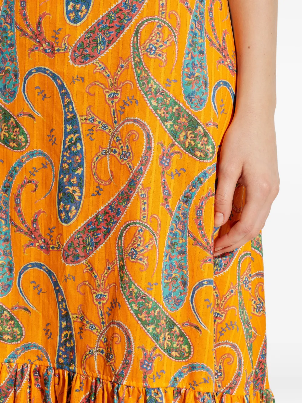 ETRO Maxi-jurk met paisley-print en ruches Oranje