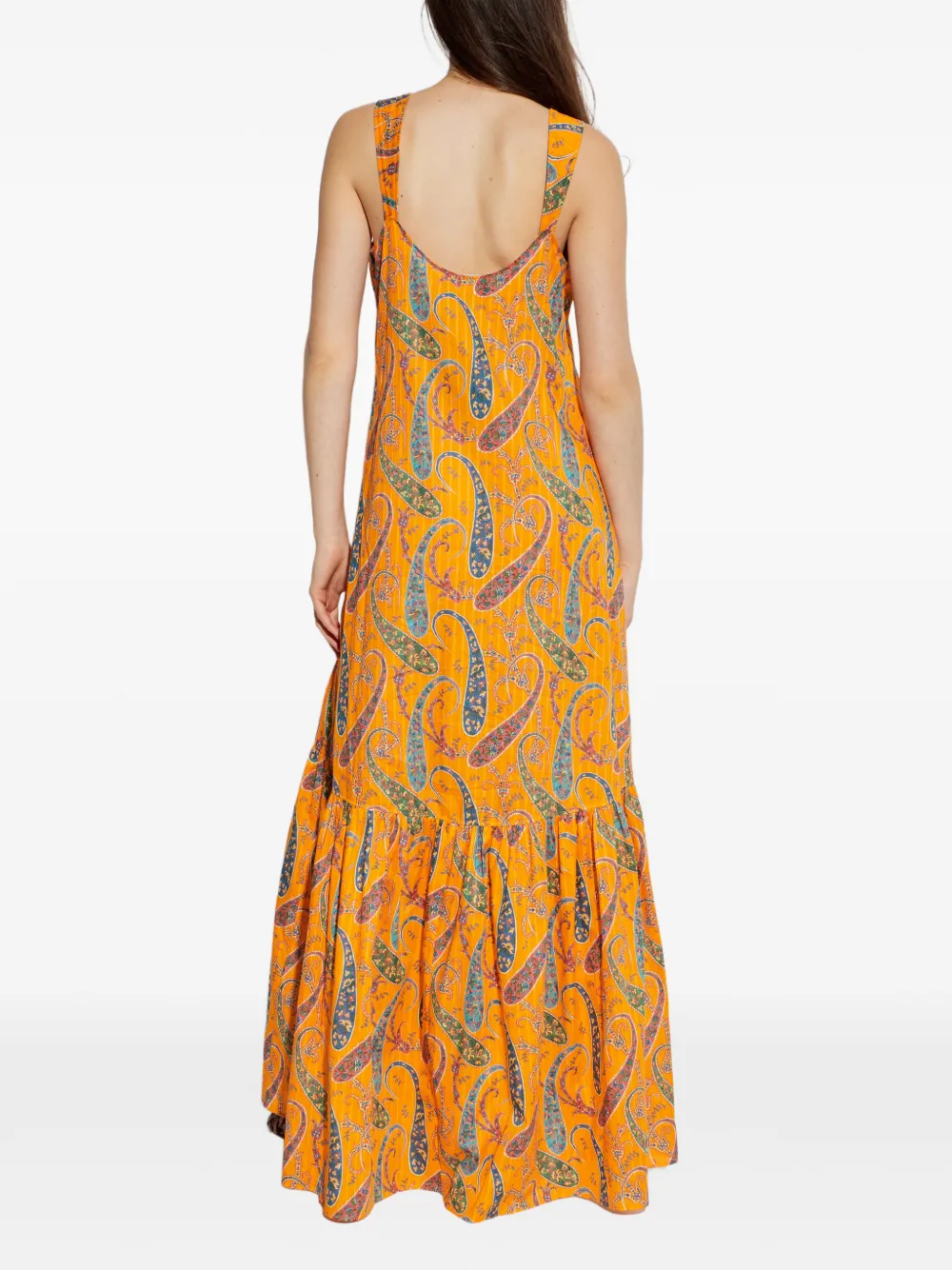 ETRO Maxi-jurk met paisley-print en ruches Oranje