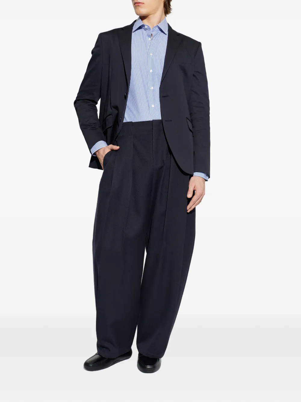 ETRO striped logo-embroidered shirt - Blauw