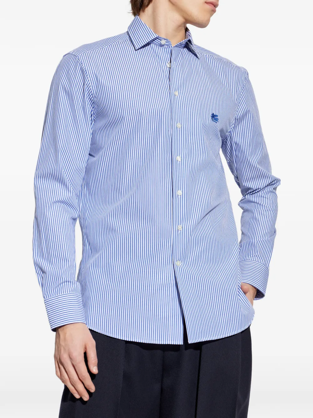 ETRO Overhemd met geborduurd logo Blauw