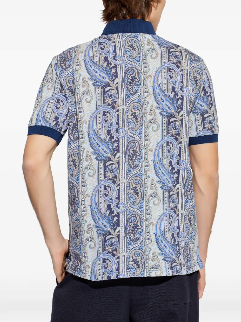 ETRO Poloshirt met paisley-print en knopen Blauw
