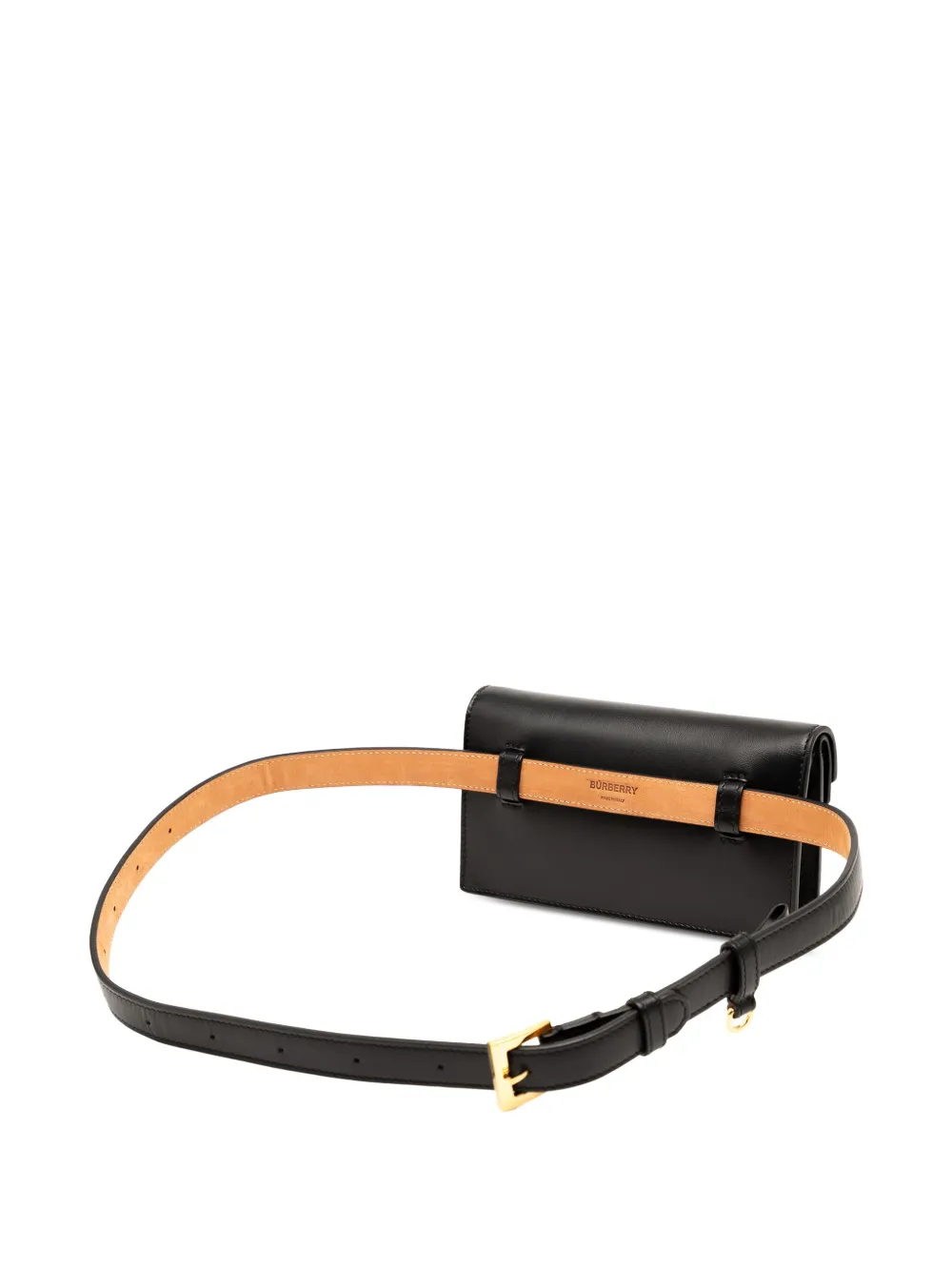 Pre-owned Burberry 2017-2025 Quilted Leather Tb Envelope Belt Bag In Black