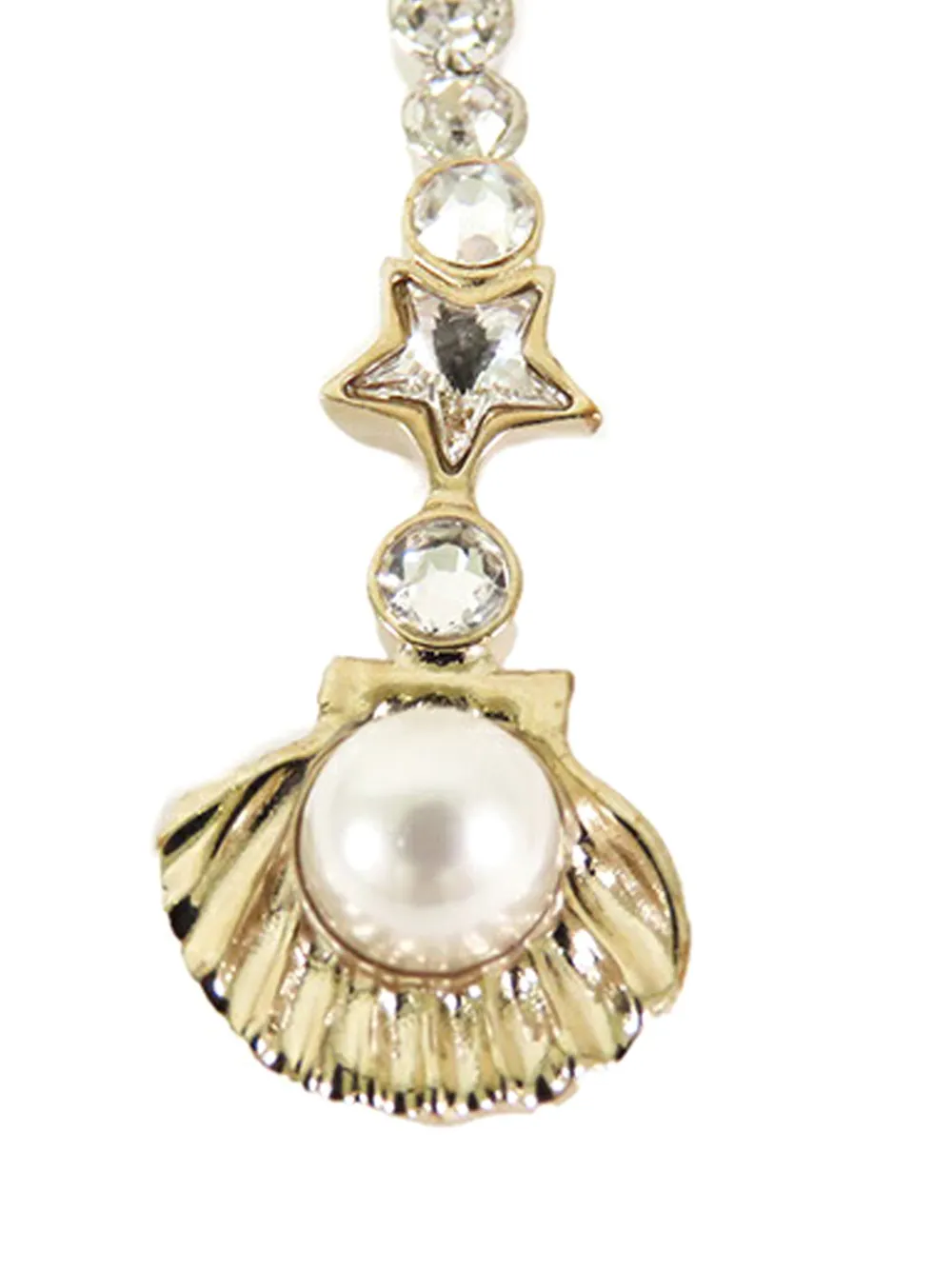 Pre-owned Chanel 2025 Gold Plated Rhinestone Embellished Ribbon Marine Brooch Costume Brooch