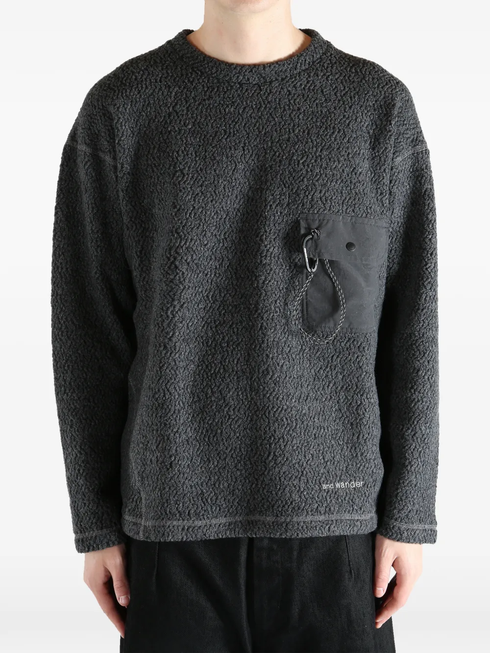 And Wander chest-pocket textured sweater - Grijs