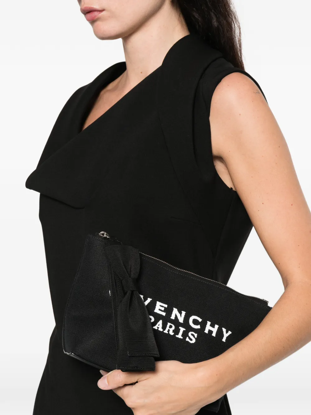 Givenchy bow-detailed logo clutch bag - Zwart