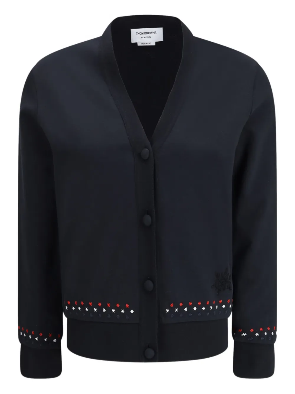 Thom Browne snowflake-stitched V-neck cardigan - Blu