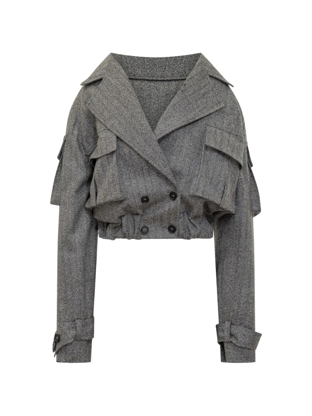 BATAKOVIC Belgrade herringbone-pattern cropped jacket and trousers set - Grau