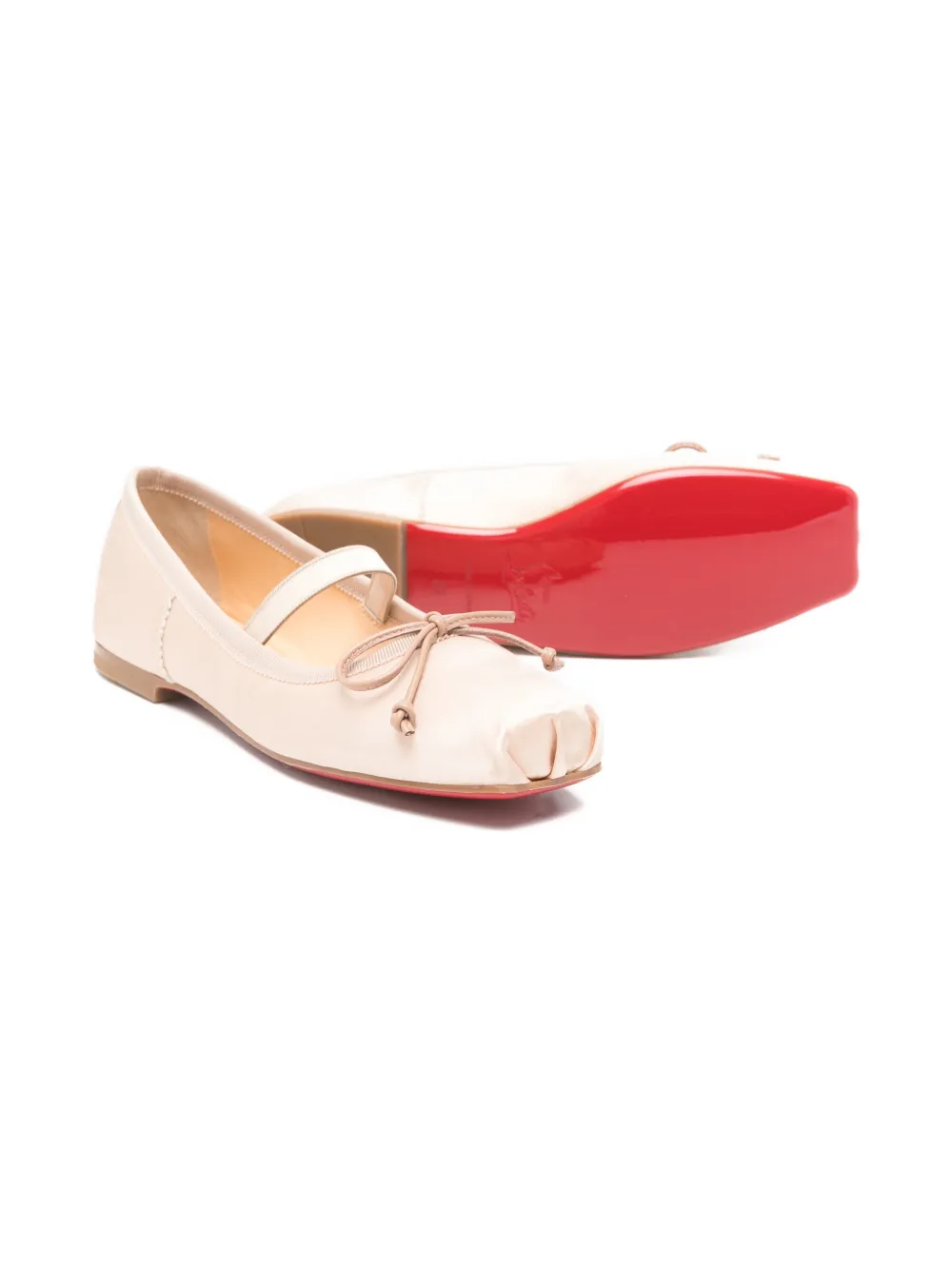 Christian Louboutin Kids bow-detail ballet flats - Beige