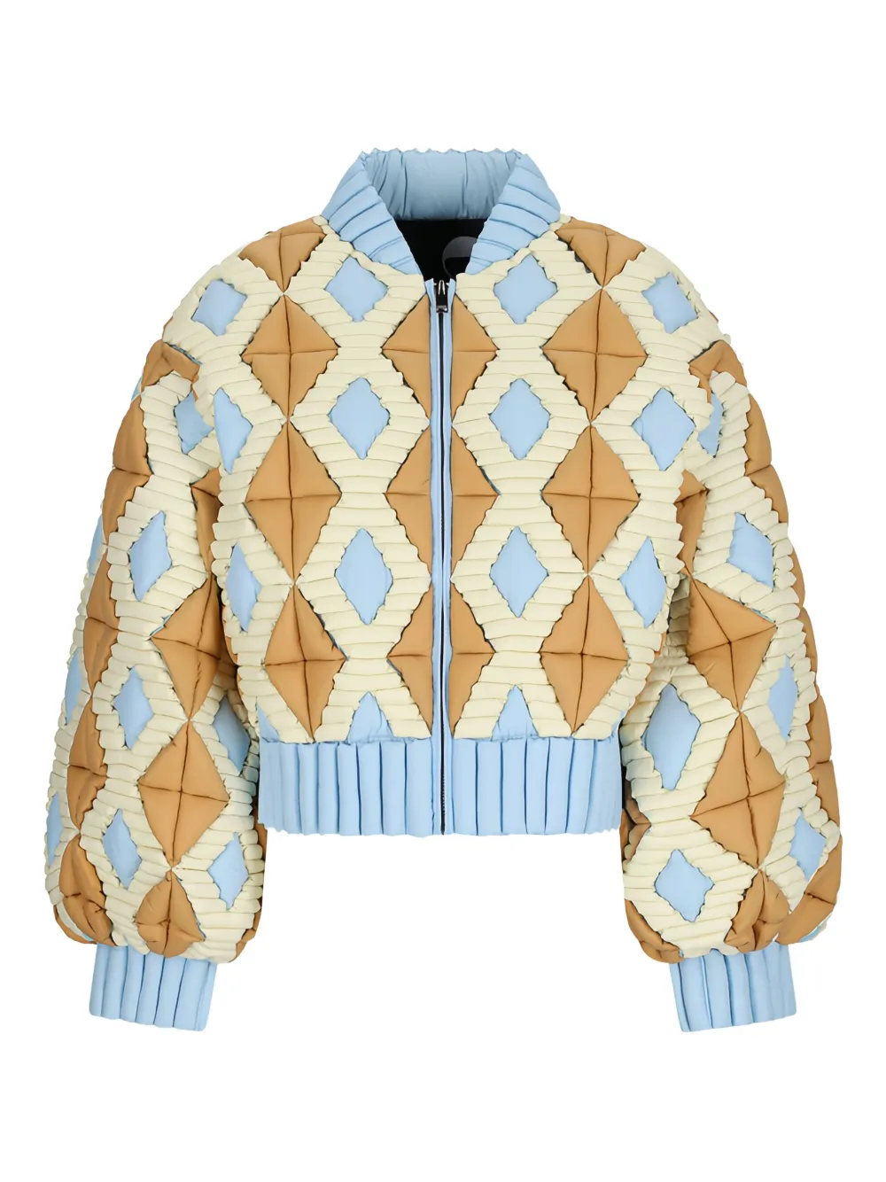 RAXXY patterned puffer jacket - ブラウン