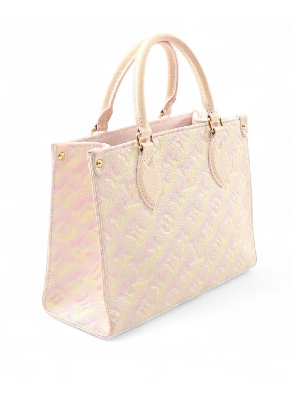 Click to view more detailed imagery on our partner's website Pre-owned Louis Vuitton 2021-2025 Monogram Empreinte Summer Stardust Onthego Pm Satchel In Pink