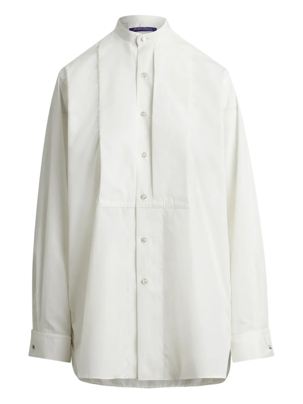 Ralph Lauren Pleated Bib Kirstin Cotton Shirt In White