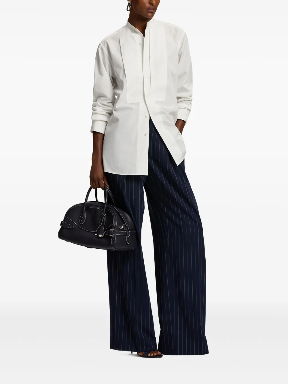 Ralph Lauren Collection pleated bib kirstin cotton shirt - Wit