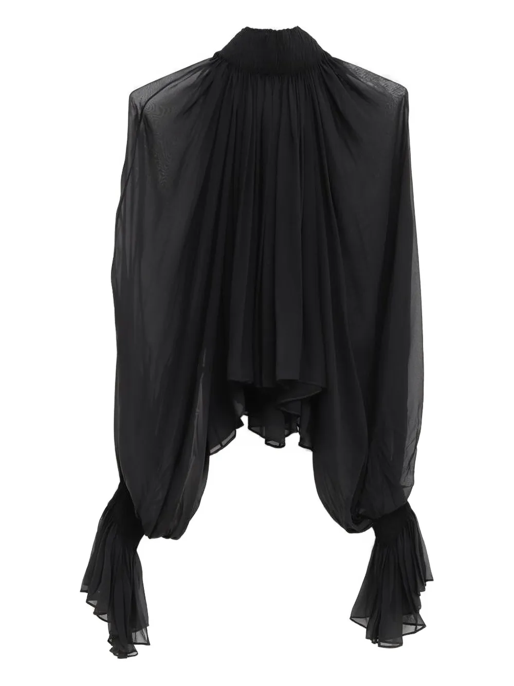 Khaite Durer Ruffled High-neck Top In Black
