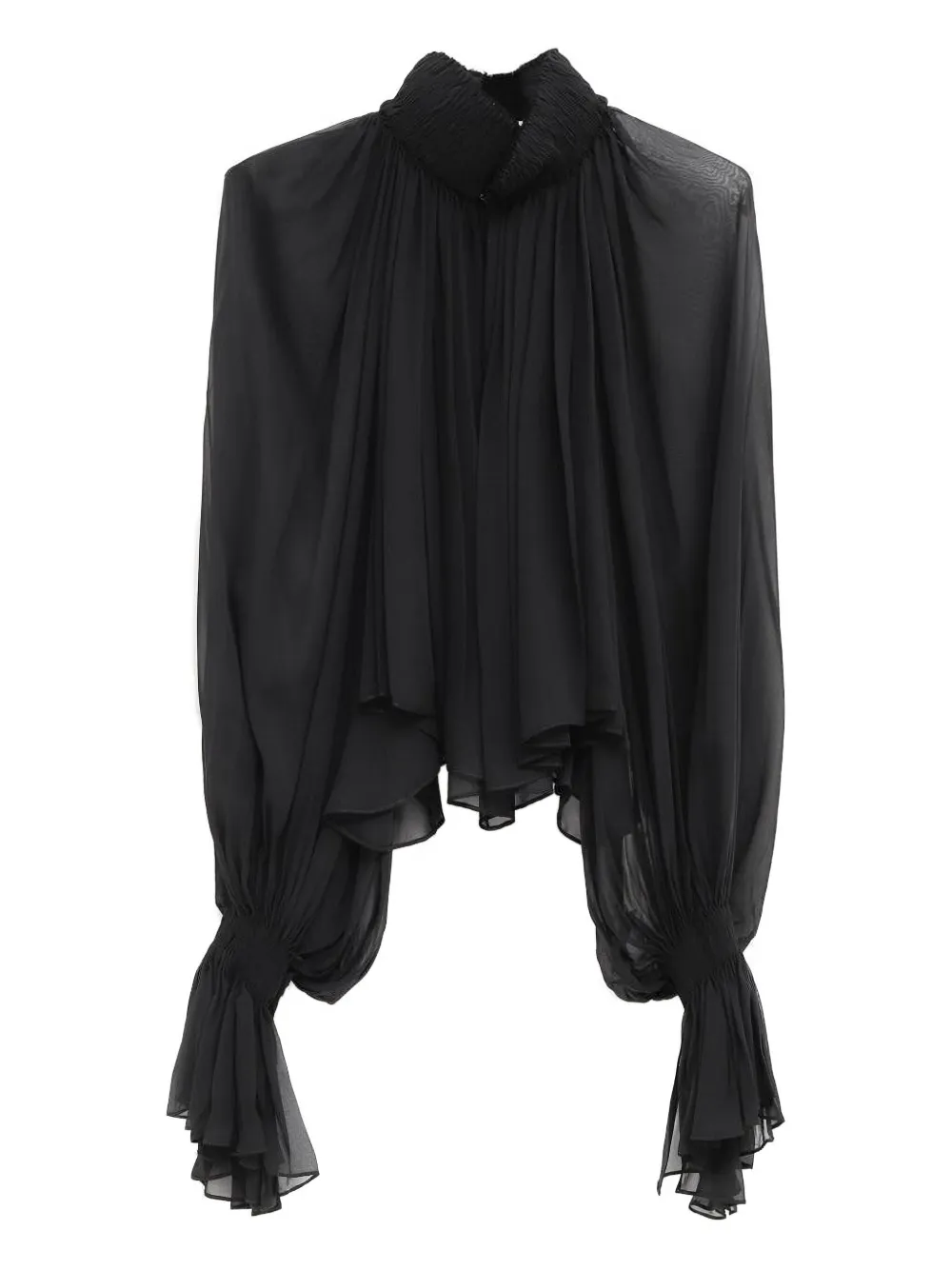 Khaite Durer Ruffled High-neck Top In Black