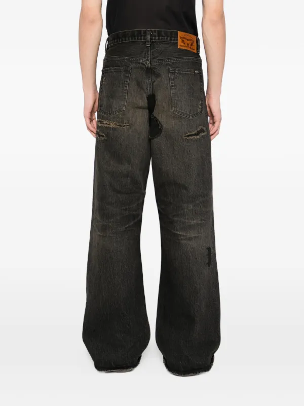 KAMIYA Distressed Denim Jeans | Black | FARFETCH JO