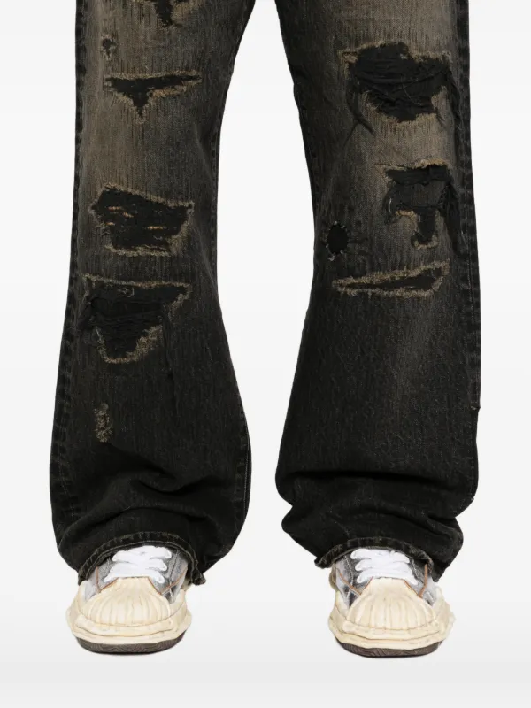 KAMIYA Distressed Denim Jeans | Black | FARFETCH JO