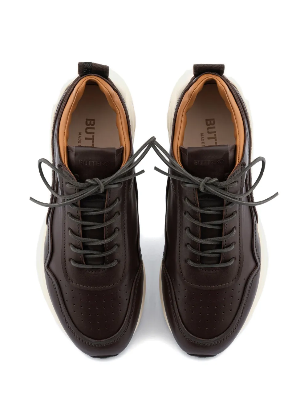 Buttero Vinci geperforeerde leren sneakers Bruin