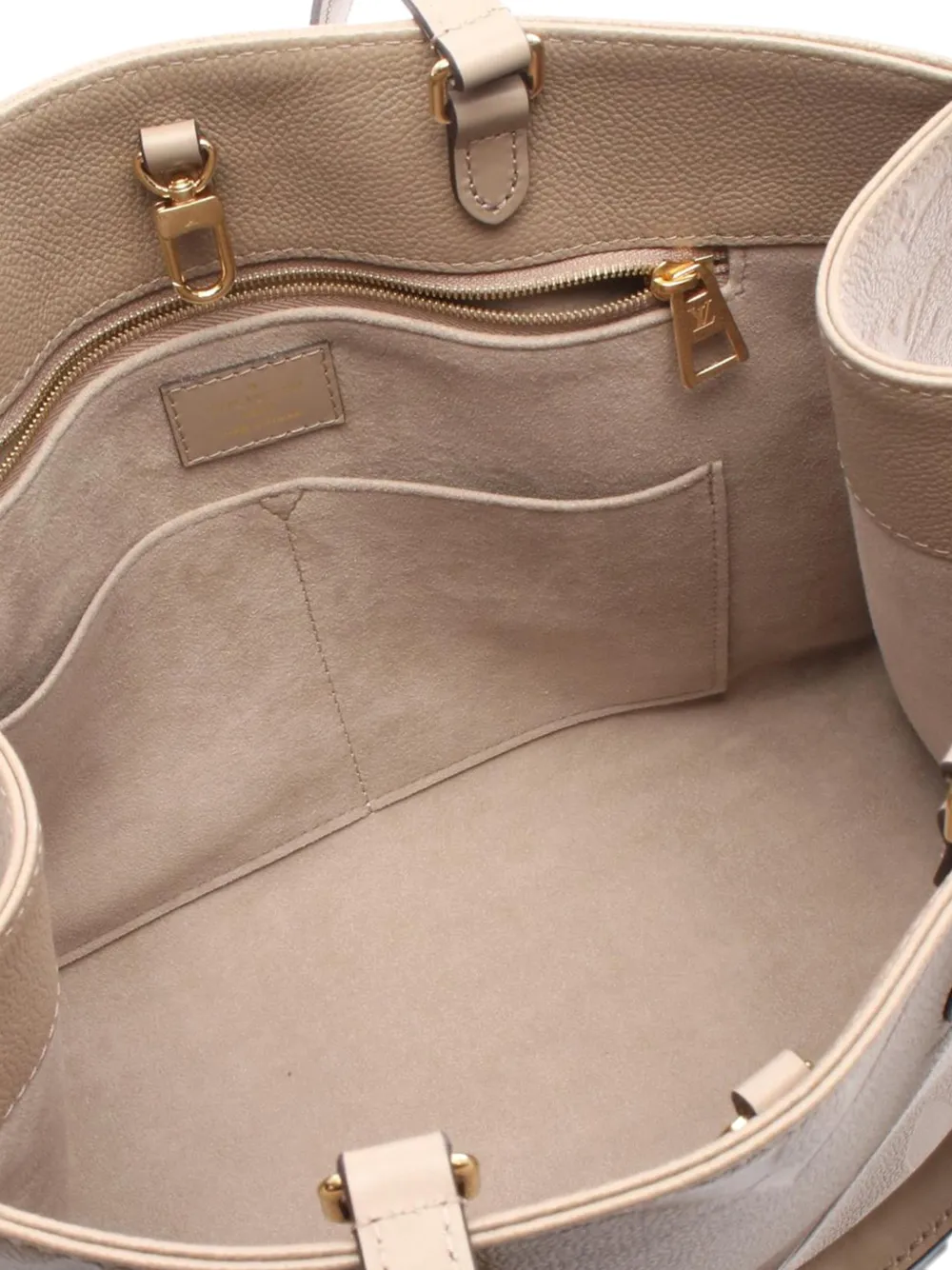 Pre-owned Louis Vuitton 2021-2025 Monogram Empreinte Onthego Mm Satchel In Brown