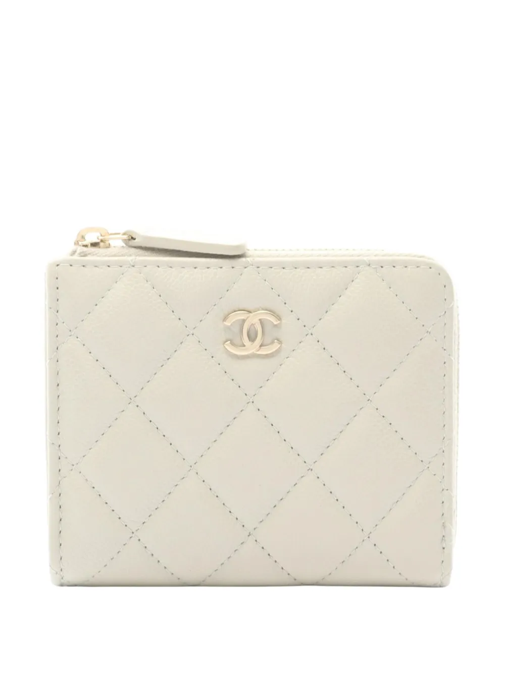 CHANEL Pre-Owned 2021-2025 CC Quilted Caviar Round Wallet small CHANEL Pre-Owned 2021-2025 CC Quilted Caviar Round Wallet small