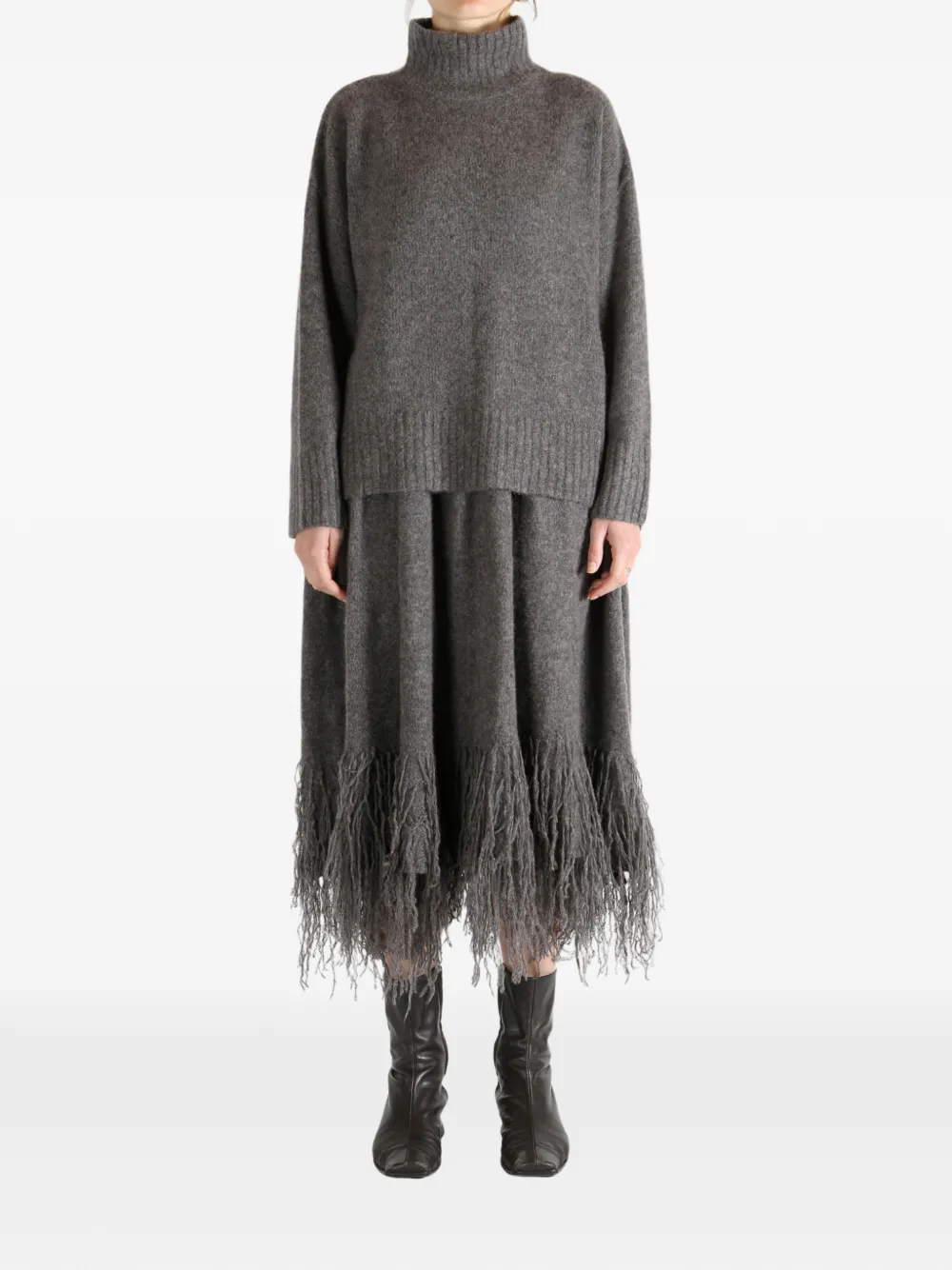 Yangkehan Roll-neck Top In Gray