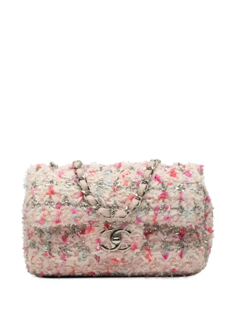 CHANEL Pre-Owned bolsa crossbody Single Flap mini con diseño rectangular de tweed 2018
