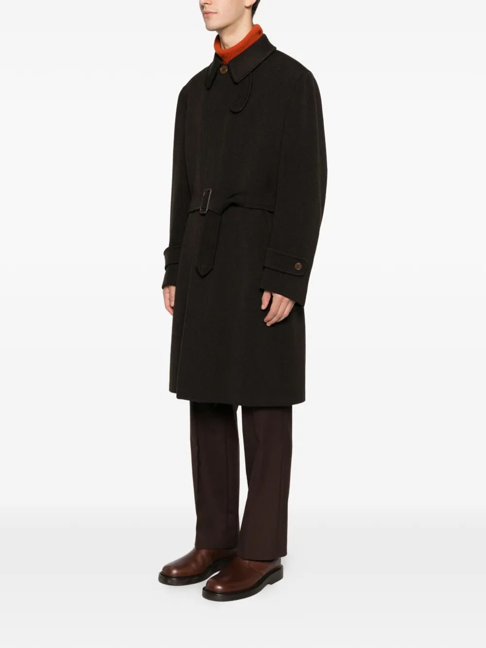 Belted Single-Breasted Coat