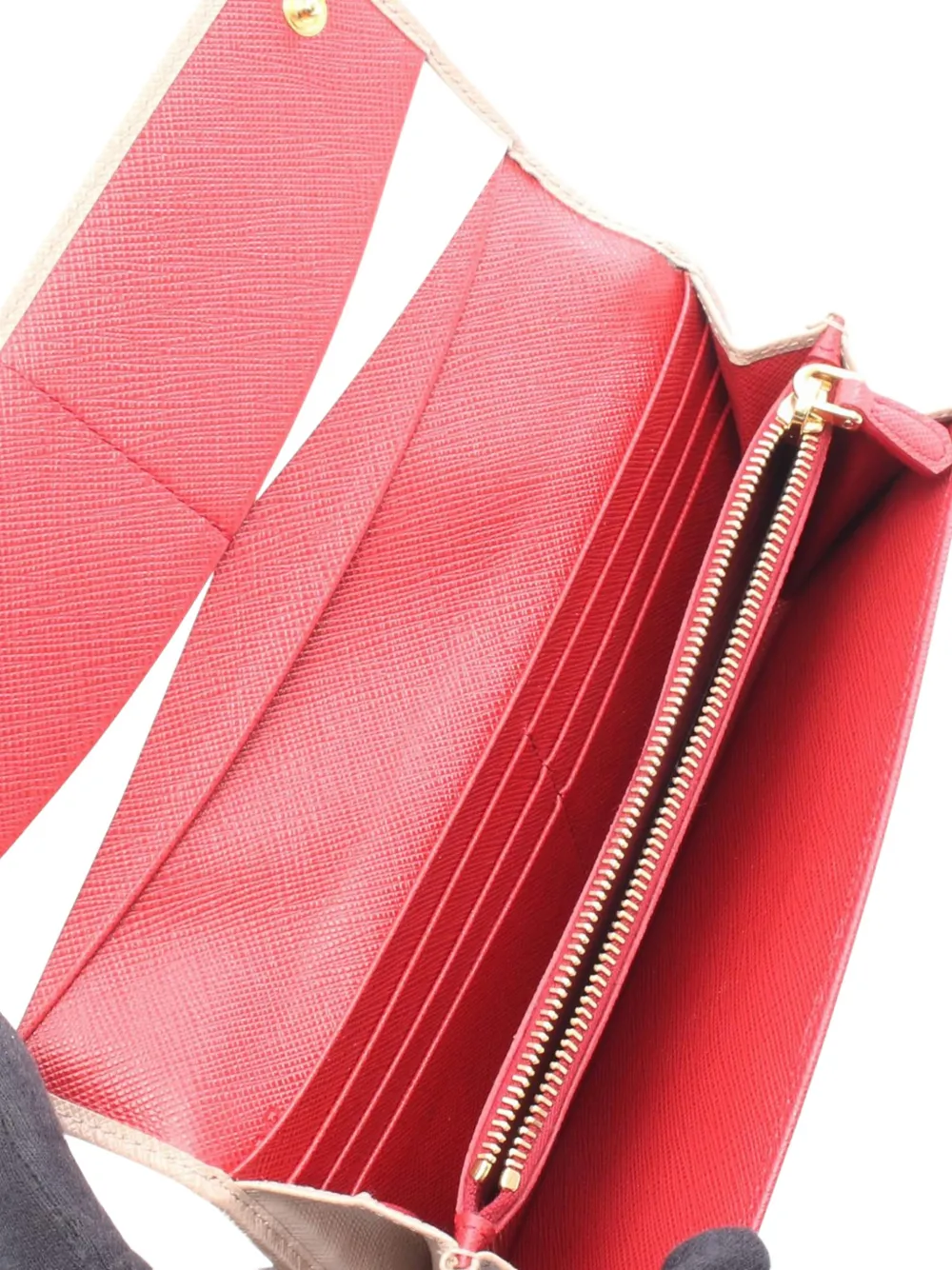 PRADA Pre-owned 2010-2025 Saffiano Multic Bifold Wallet Long Wallets In Brown