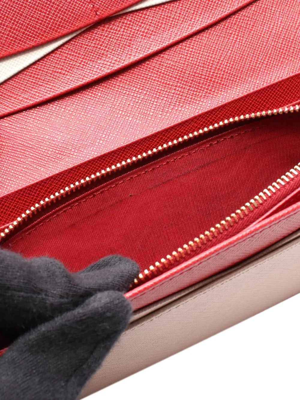 PRADA Pre-owned 2010-2025 Saffiano Multic Bifold Wallet Long Wallets In Brown