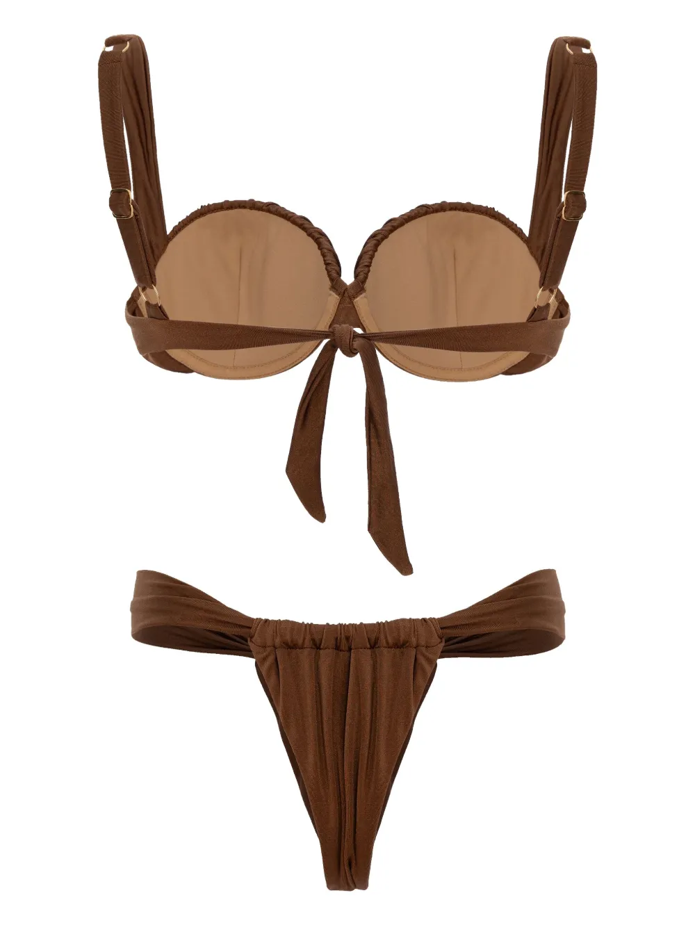 Noire Swimwear Balconette bikini met ruches Bruin