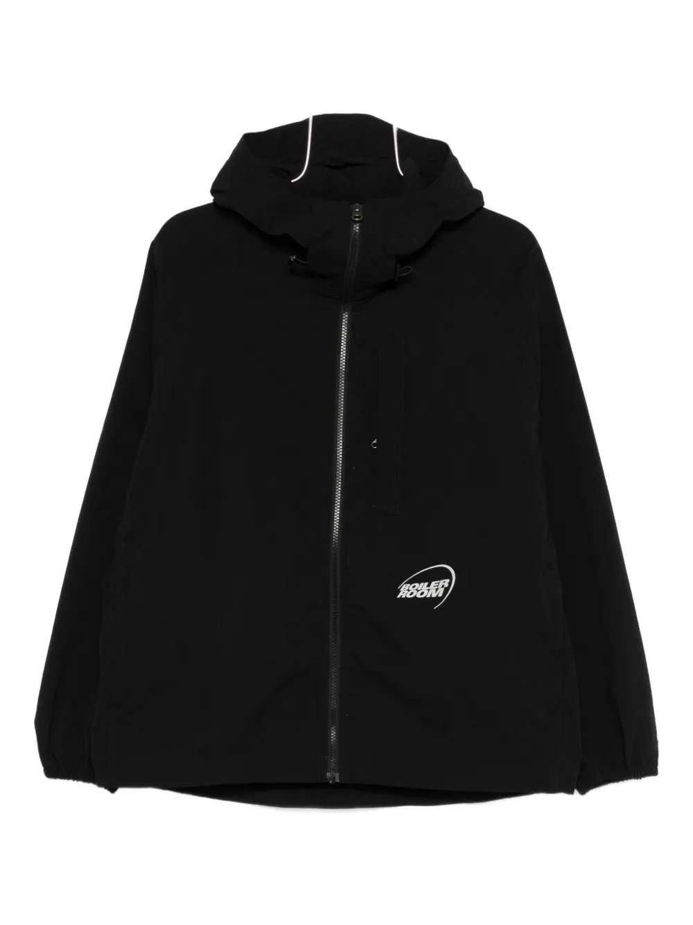 Boiler Room Packable Hooded Zip Jacket In Black